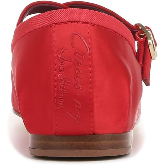 Circus NY by Sam Edelman Women's Red Poppy Suede Cross Strap Ballet Flat - Picture 3 of 6